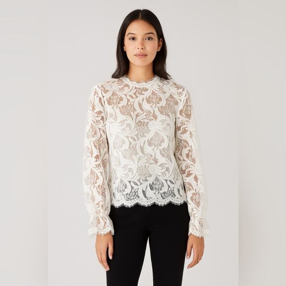 Rain White Lace Blouse Size Large - Picture 1 of 5